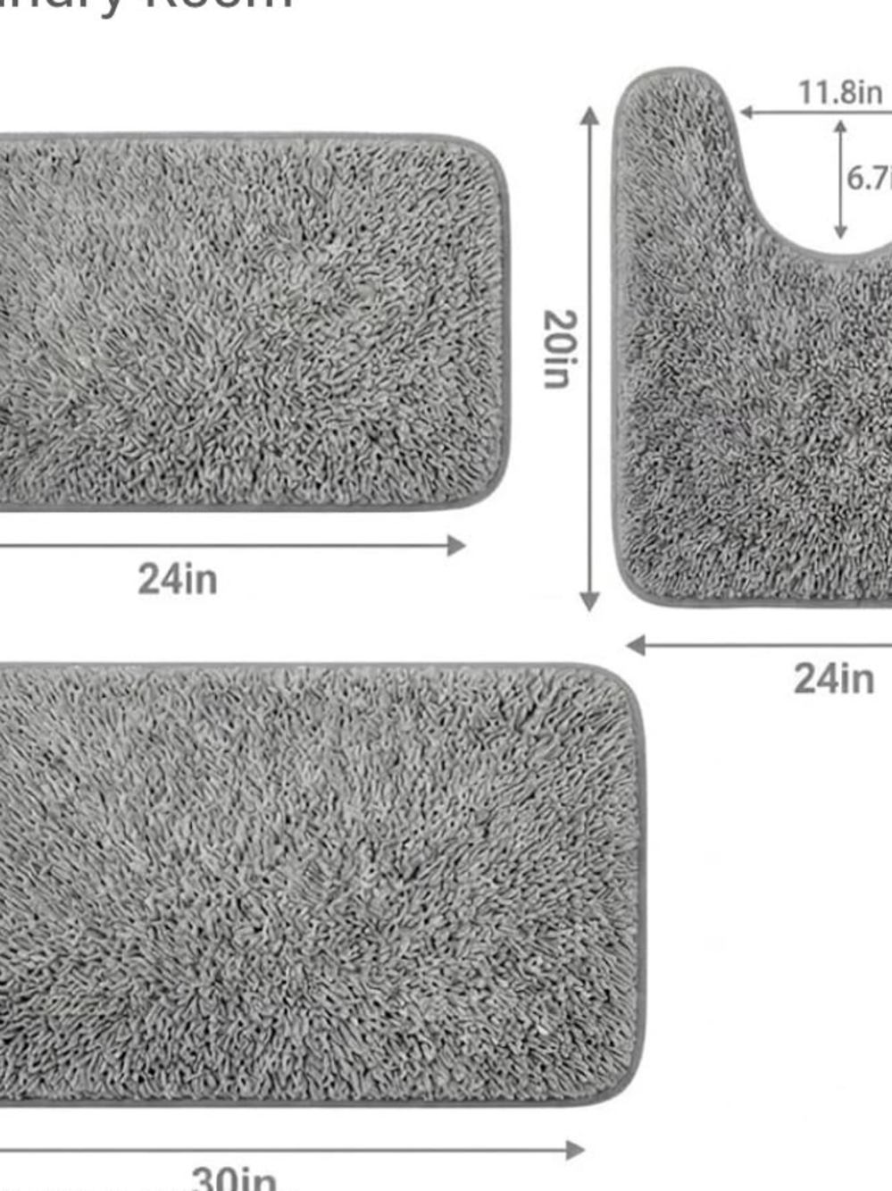Luxury Grey Bath Rug Set - Plush Non-Slip Bathroom Mats - Picture 3 of 5